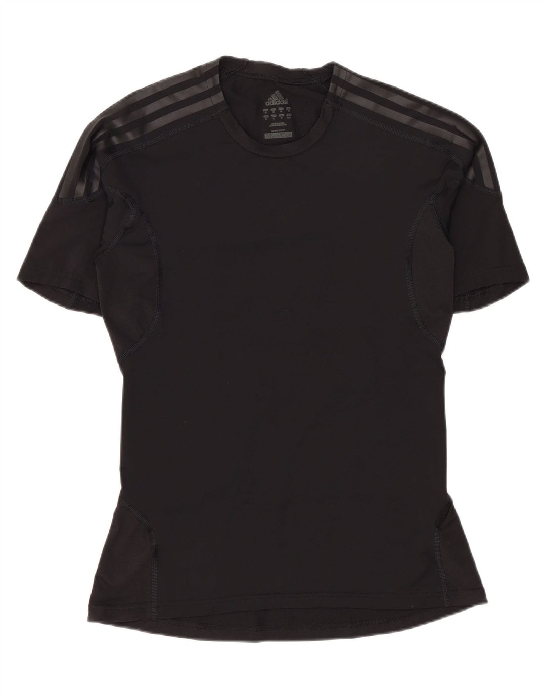 Adidas Damen T-Shirt Top UK 12 Medium Schwarz Polyamid