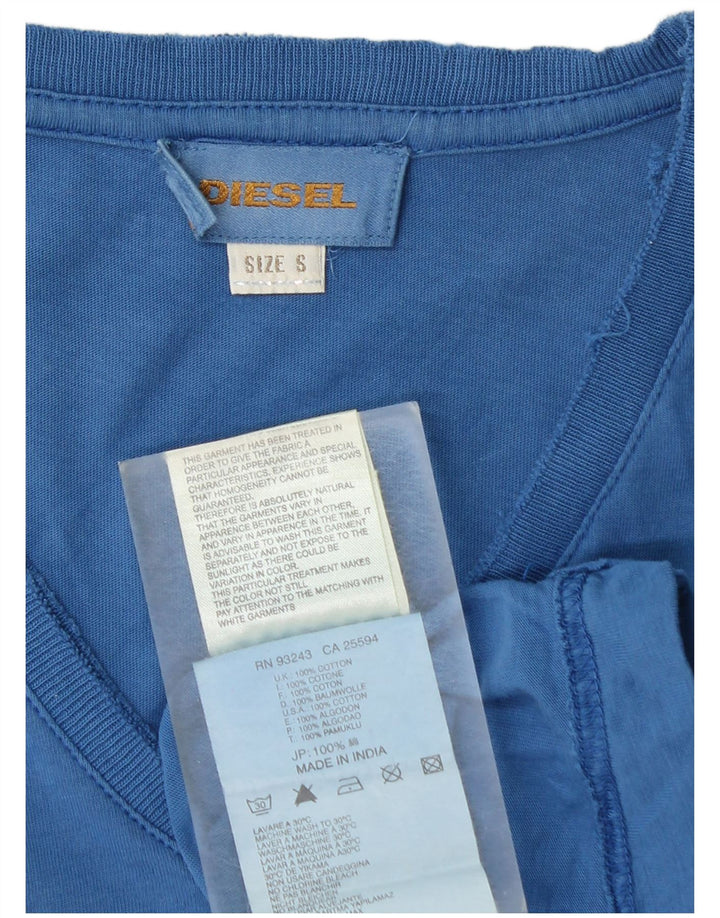 DIESEL Womens T-Shirt Top UK 10 Small Blue Cotton