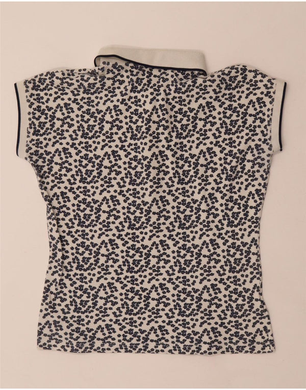 Fred Perry Damen Crop Poloshirt UK 18 XL Weiß geblümte Baumwolle