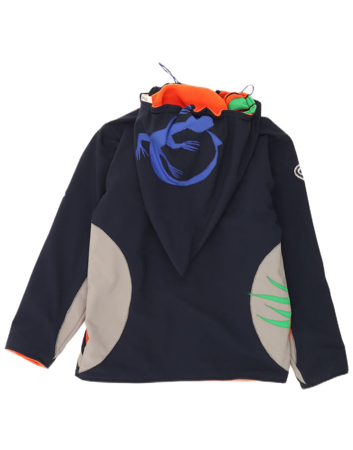 Vintage Damen Grafische Windjacke UK 16 Groß Marineblau