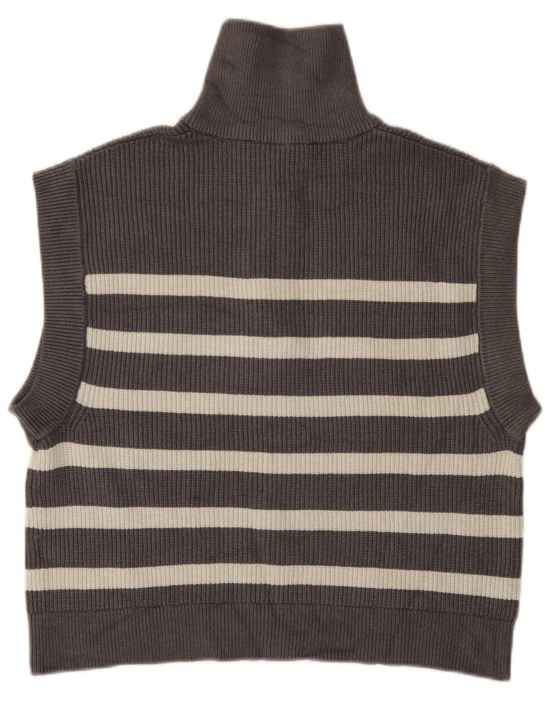 Zara Damen Tanktop mit Reißverschluss am Hals, UK 14, mittelgrau gestreift