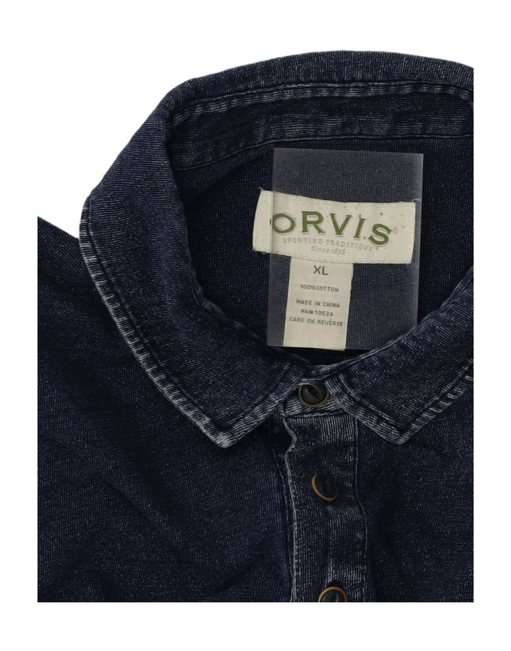 ORVIS Mens Polo Shirt XL Navy Blue Cotton Vintage Orvis and Second-Hand Orvis from Messina Hembry 