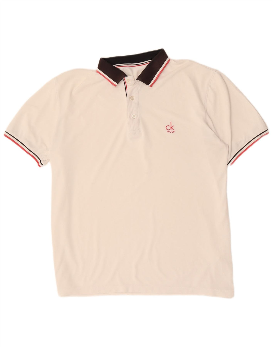 CALVIN KLEIN Herren-Golf-Poloshirt, großes weißes Farbblock-Polyester
