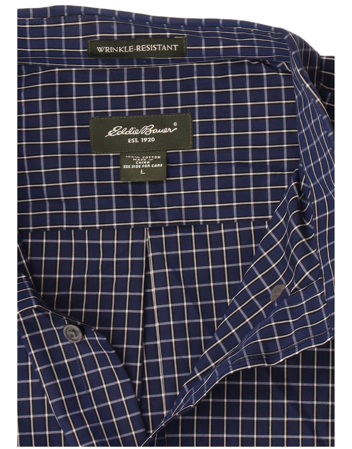 Eddie Bauer Herrenhemd, groß, marineblau, kariert, Baumwolle
