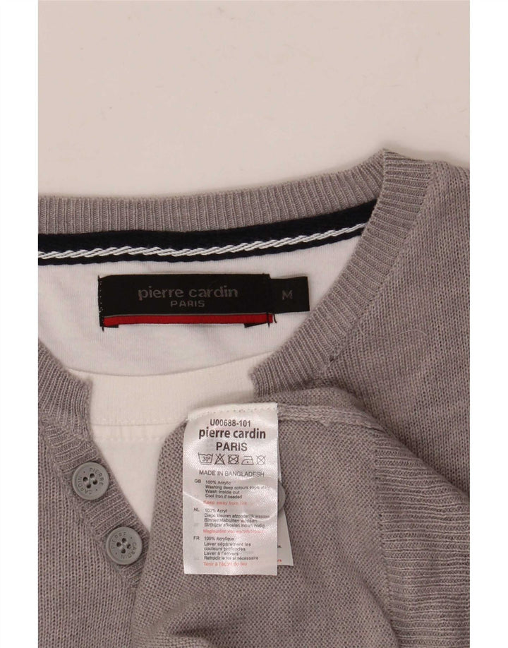 Pierre Cardin Herren-Pullover mit Rundhalsausschnitt, mittelgraues Acryl
