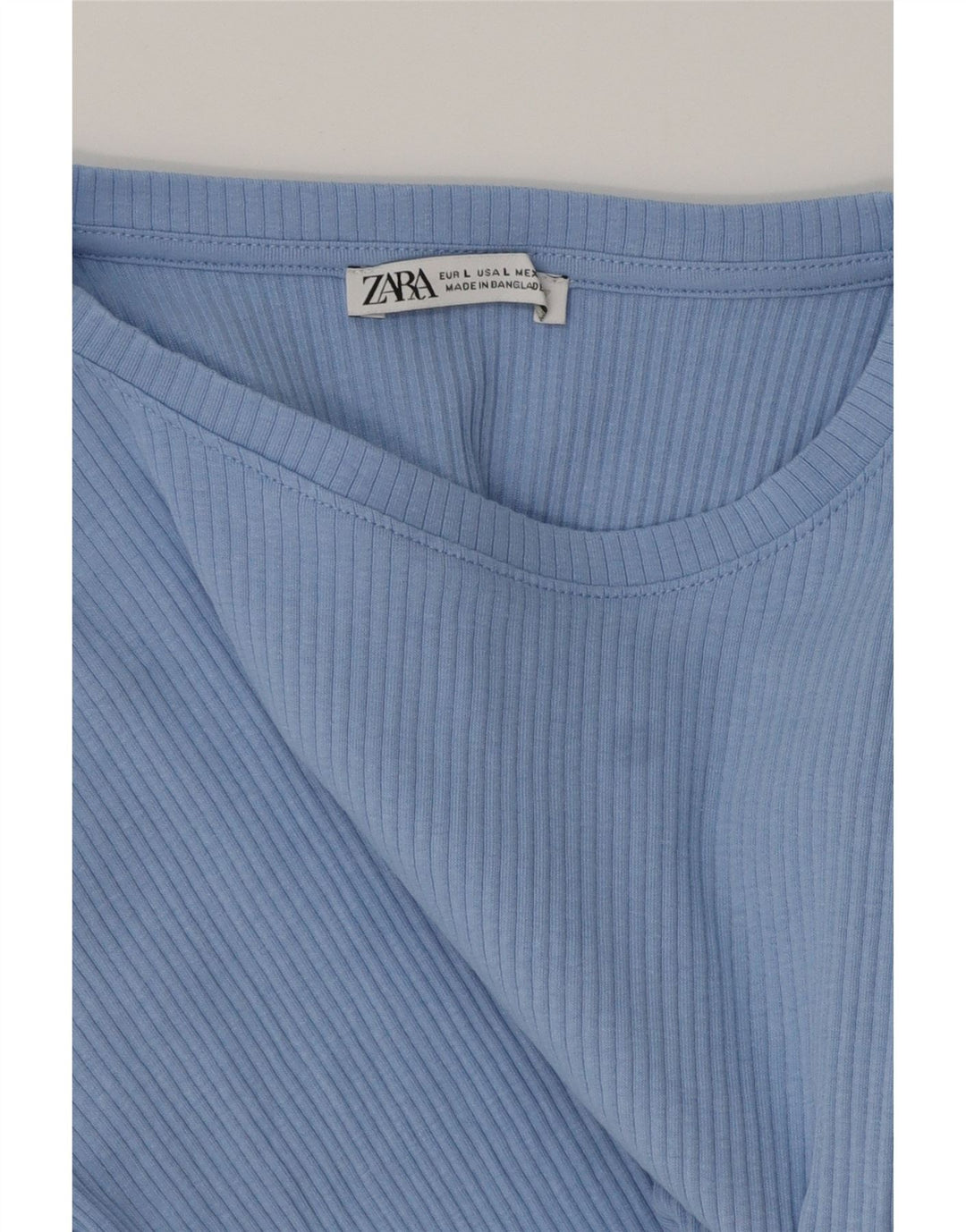 ZARA Damen Crop T-Shirt Top UK 14 Large Blau