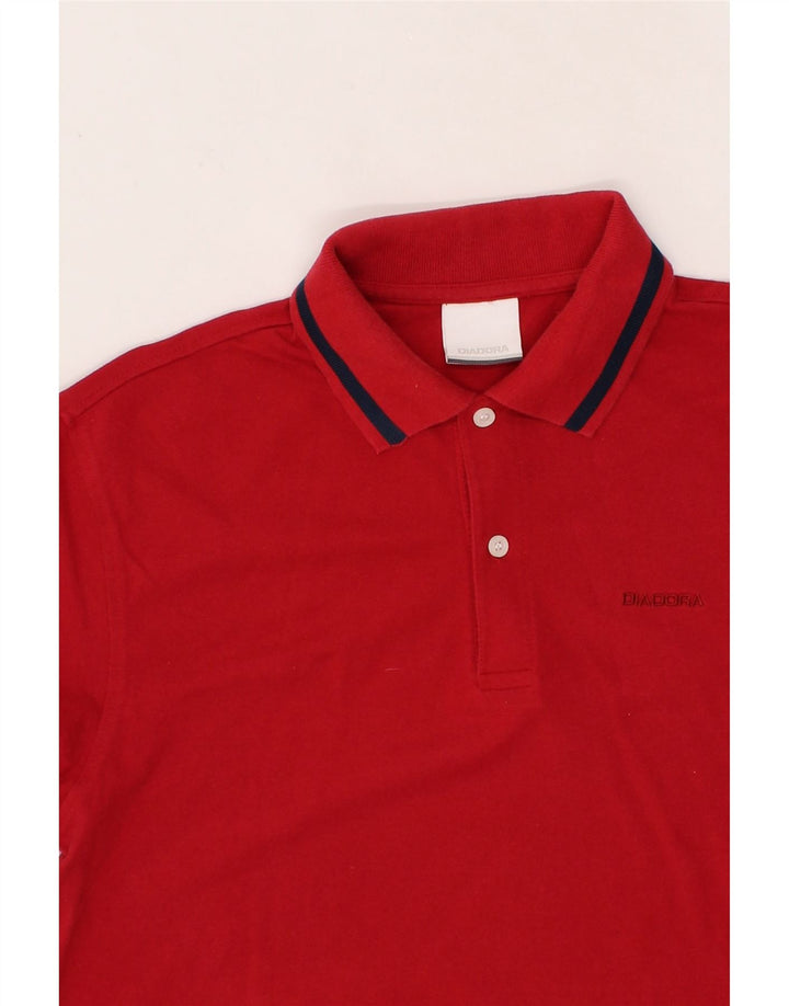 DIADORA Mens Polo Shirt Medium Red Cotton Vintage Diadora and Second-Hand Diadora from Messina Hembry 