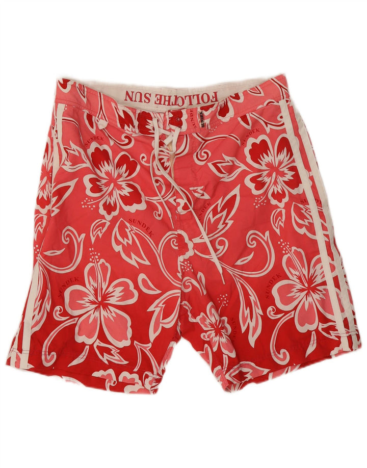 Sundek Herren-Badeshorts, groß, rosa geblümt