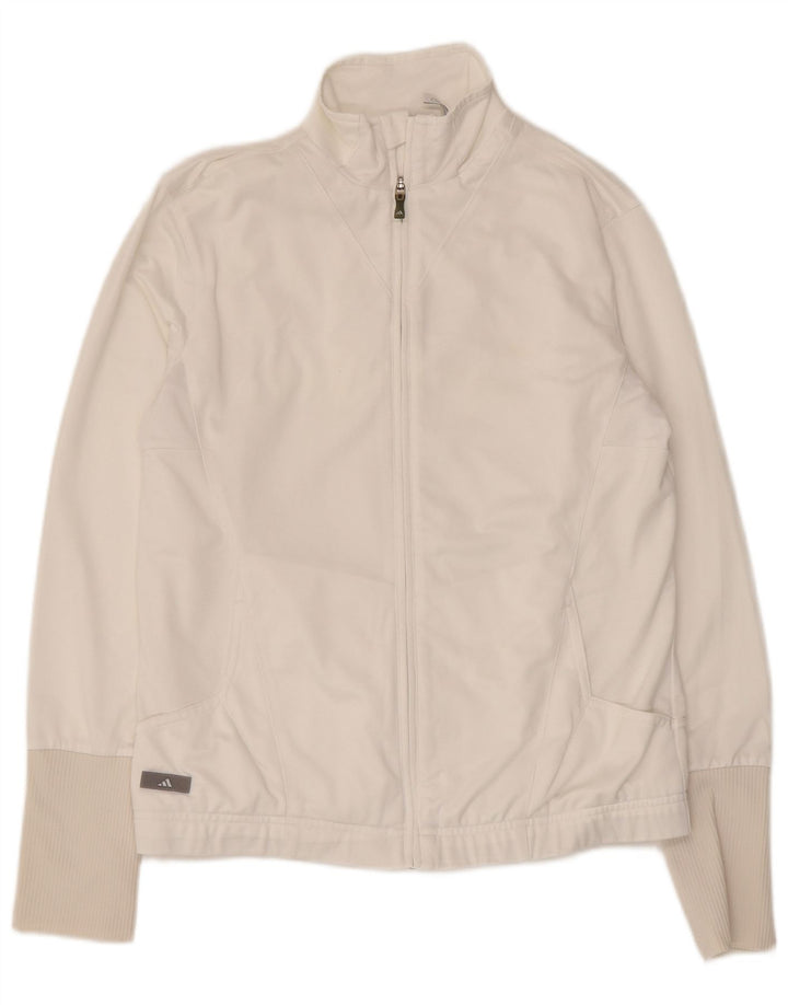 Adidas Damen Trainingsanzug Top Jacke UK 16 Large Weiß Polyester