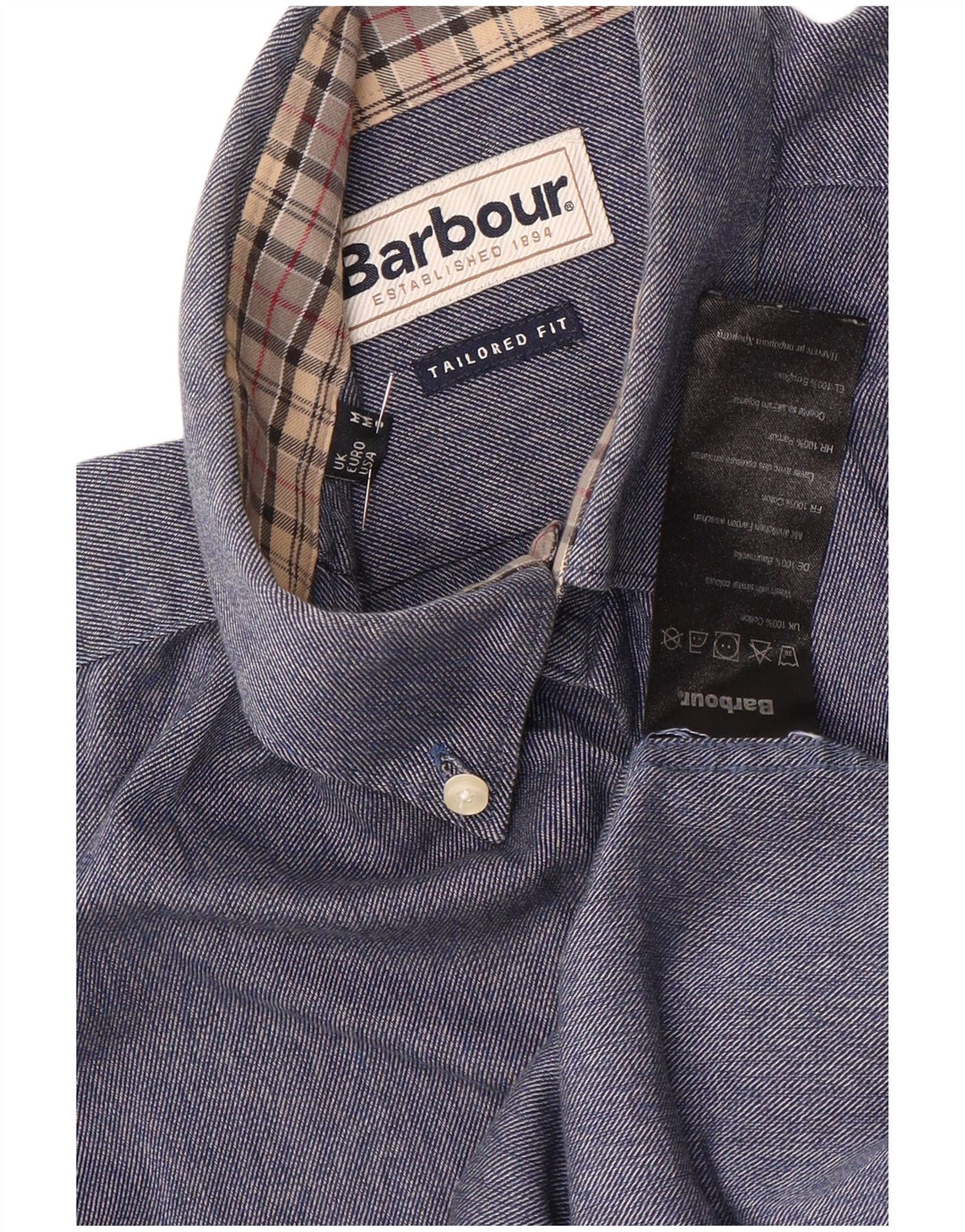 Barbour Tailored Fit Herrenhemd aus mittelblauer Baumwolle