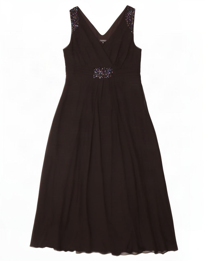 Debenhams Damen ärmelloses Maxikleid UK 16 Large Schwarz Polyester