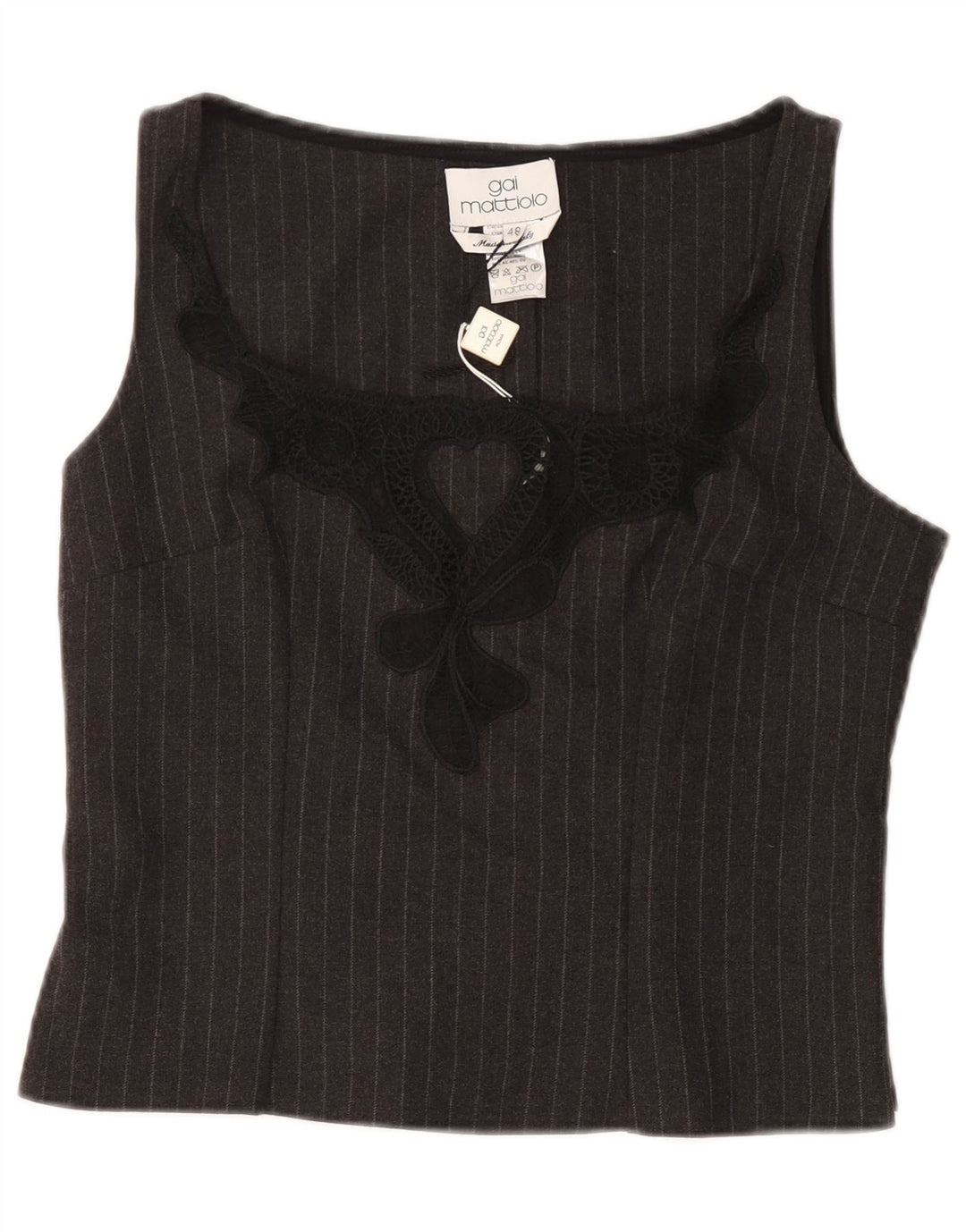 GAI MATTIOLO Damen Crop ärmelloses Blusenoberteil IT 48 XL Grauer Nadelstreifen