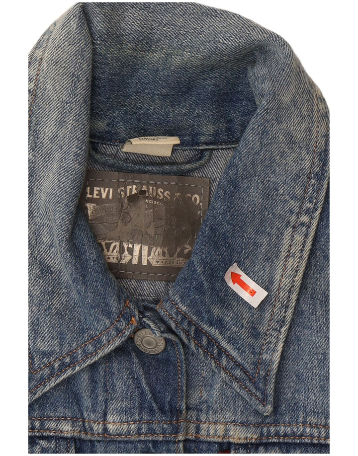 Levi's Damen Crop Denim Gilet UK 12 Mittelblaue Baumwolle