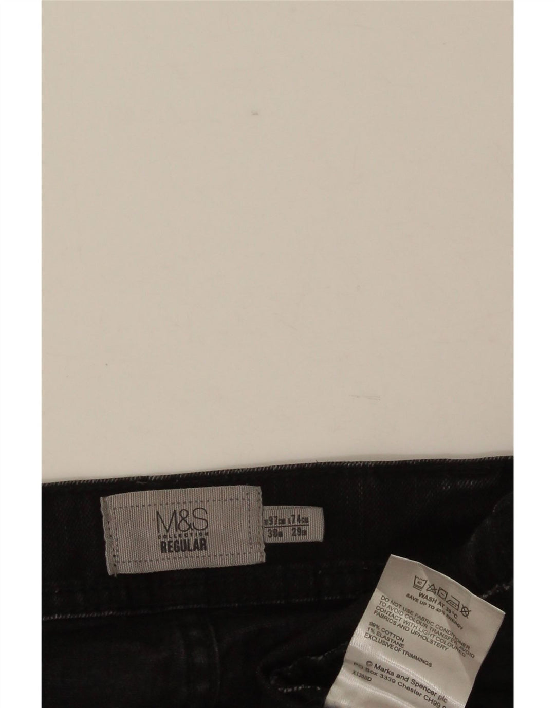 Marks & Spencer Herren Regular Straight Jeans W38 L29 Schwarze Baumwolle