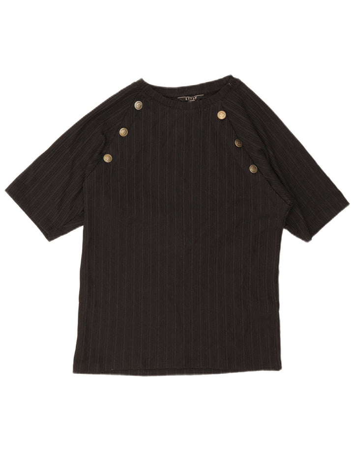 Lipsy Damen T-Shirt Top UK 16 Large Schwarz Polyester