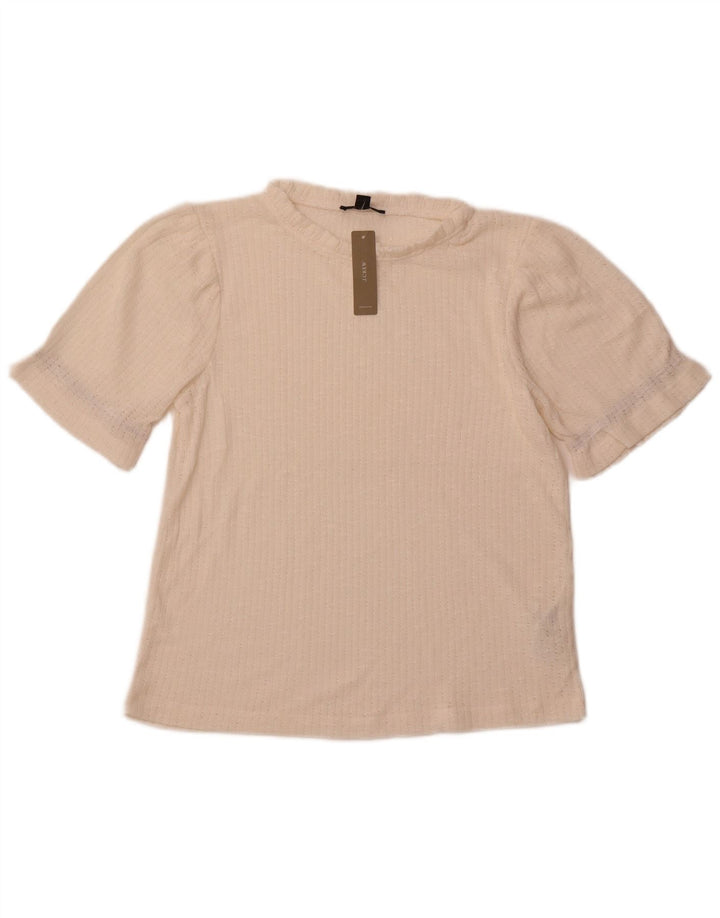 J. CREW Damen-Strickblusenoberteil UK 14 Medium Off White Polyester