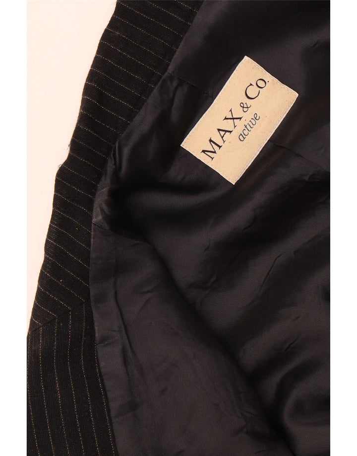 Max&Co. Damen-Blazerjacke mit 3 Knöpfen, UK 12, Mittelschwarz, Nadelstreifen