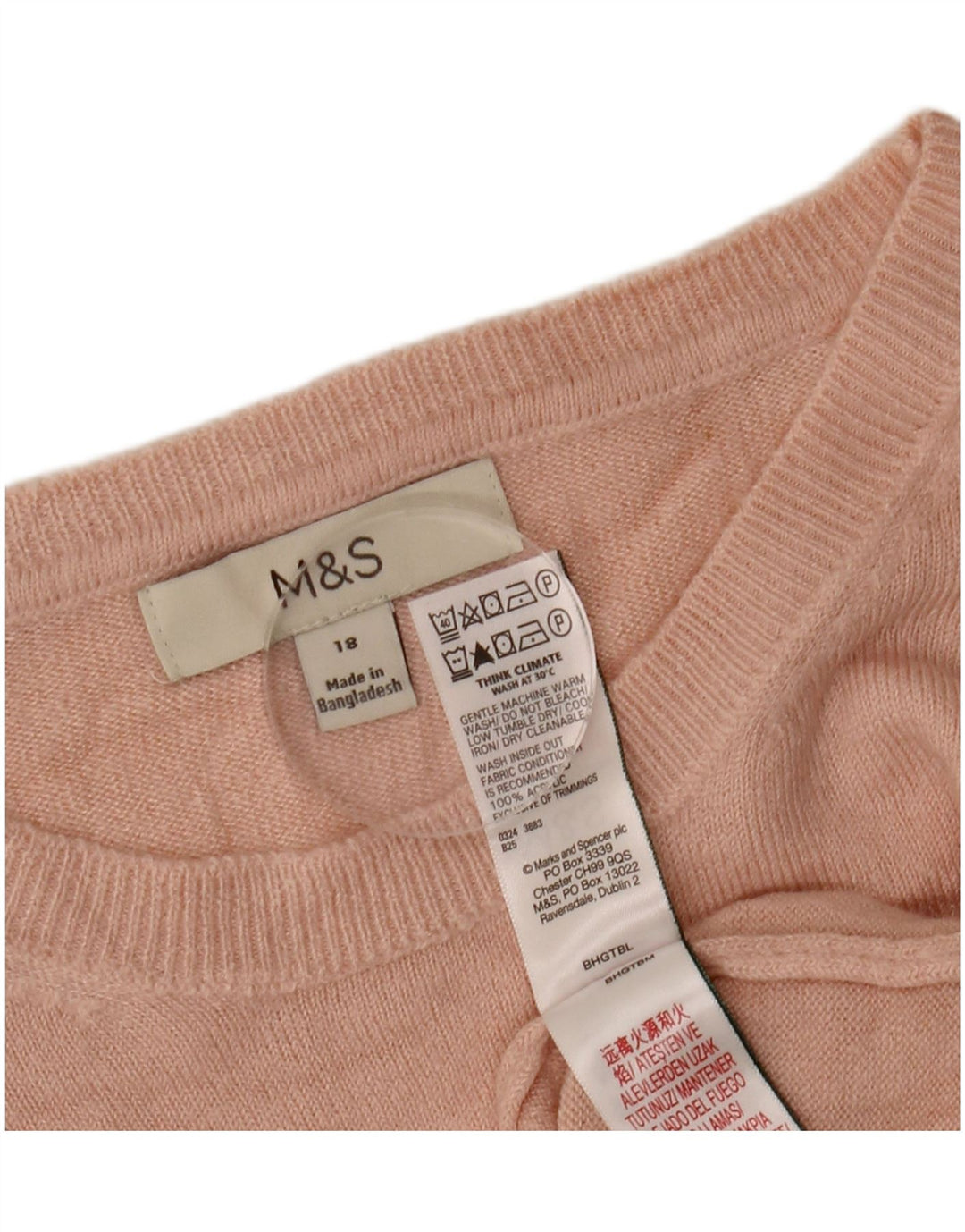 MARKS & SPENCER Damen-Pullover, übergroß, Rundhalsausschnitt, Gr. 18, XL, Rosa