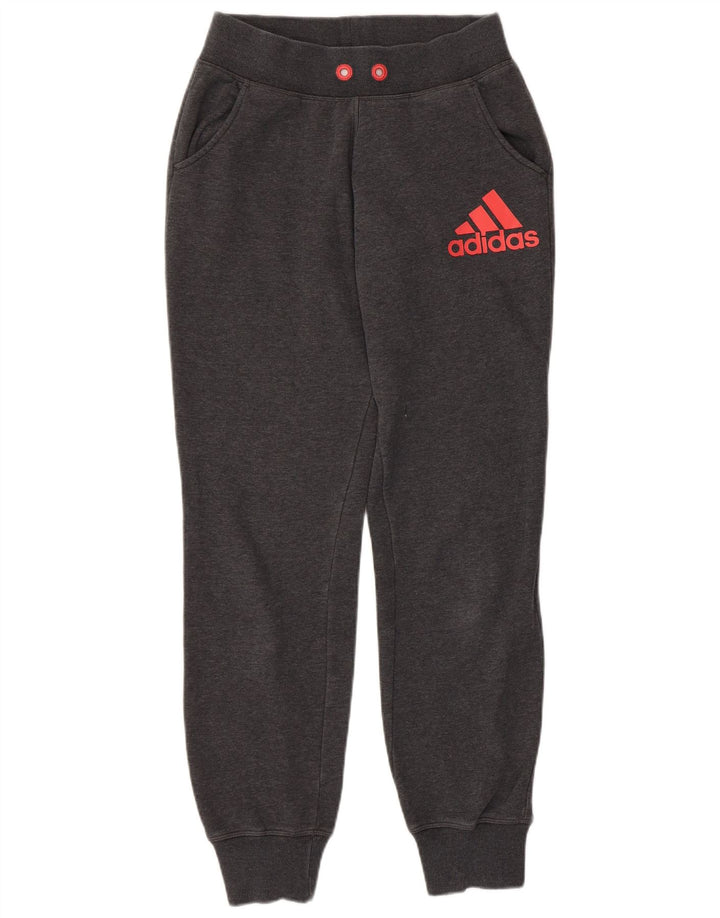 ADIDAS Damen-Trainingsanzug mit Grafik, Jogginghose, Größe 4/6, XS, graue Baumwolle