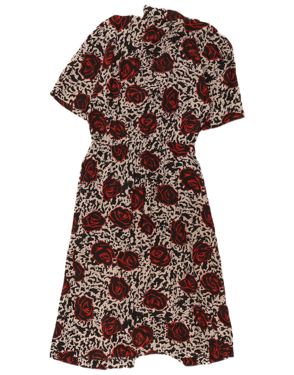 Vintage Damen A-Linie Kleid IT 44 Medium Mehrfarbig Blumen Acetat