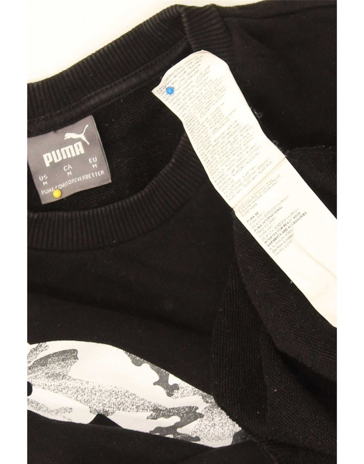 Puma Herren Grafik-Sweatshirt-Pullover aus mittelschwarzer Baumwolle