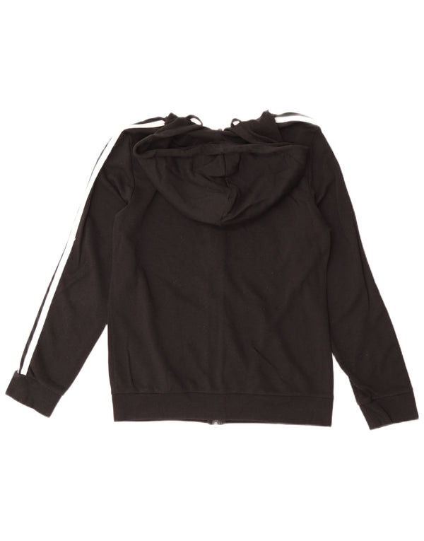 Adidas Damen Zip Hoodie Pullover UK 8/10 Small Schwarz Baumwolle