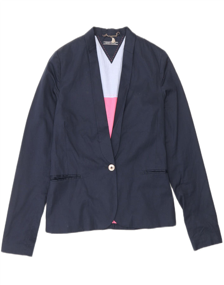TOMMY HILFIGER Mädchen-Blazerjacke mit 1 Knopf, 9–10 Jahre, marineblaue Baumwolle