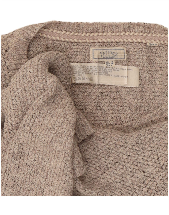 Fat Face Damen-Pullover, übergroß, U-Boot-Ausschnitt, Gr. 10, Größe S, Grau, Baumwolle