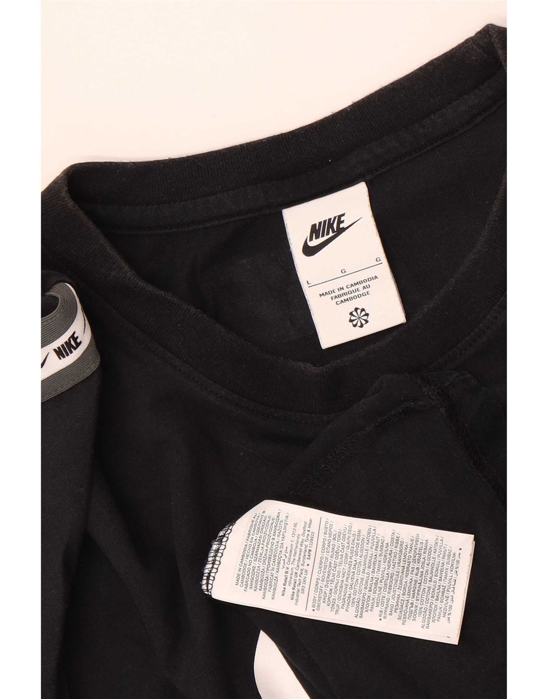 Nike Herren-T-Shirt mit Grafik, Größe L, Schwarz, Colourblock-Baumwolle