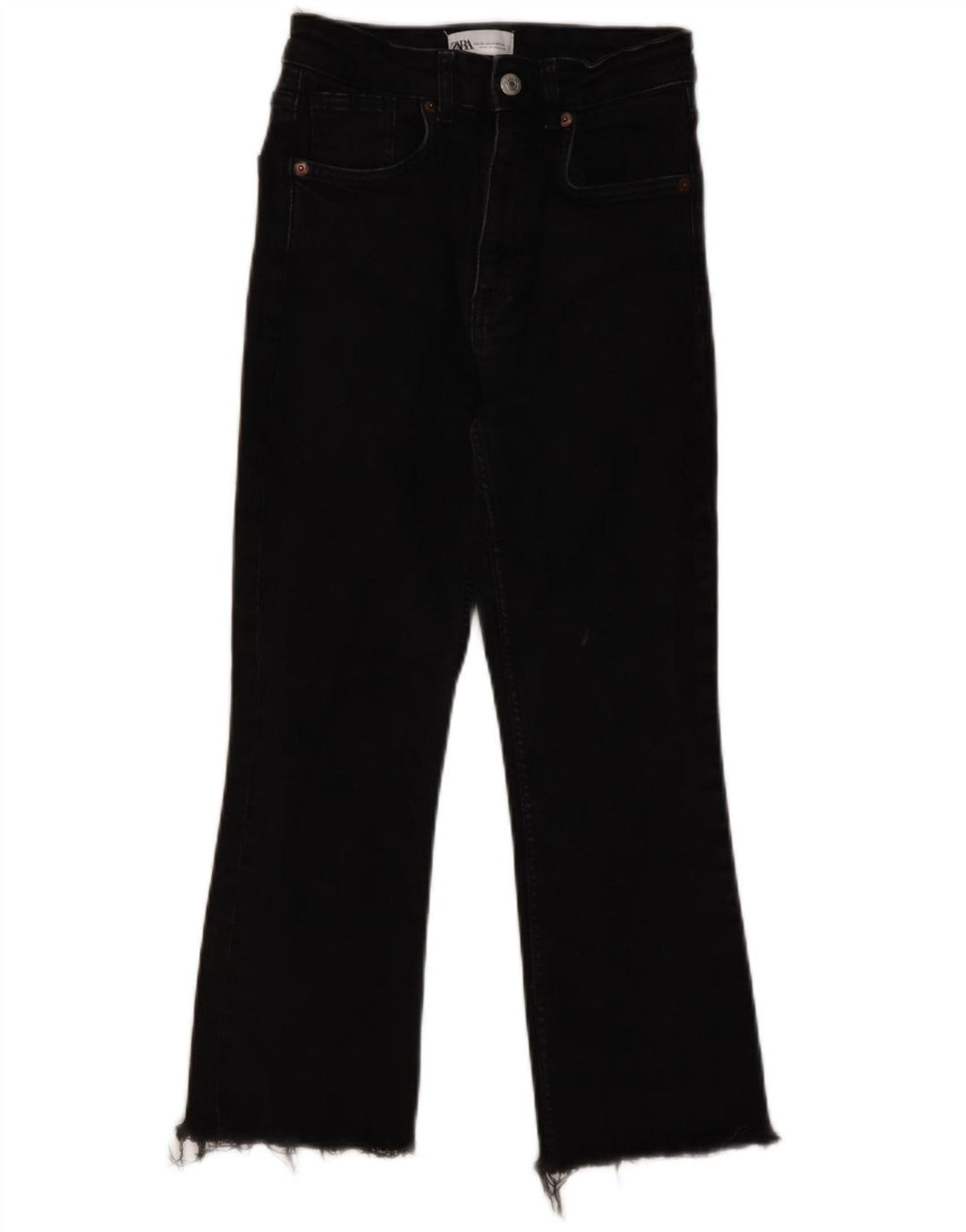 ZARA Damen Kurzjeans EU 36 XS W26 L23 Schwarze Baumwolle