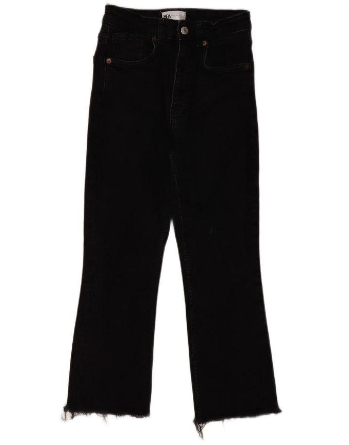 ZARA Damen Kurzjeans EU 36 XS W26 L23 Schwarze Baumwolle