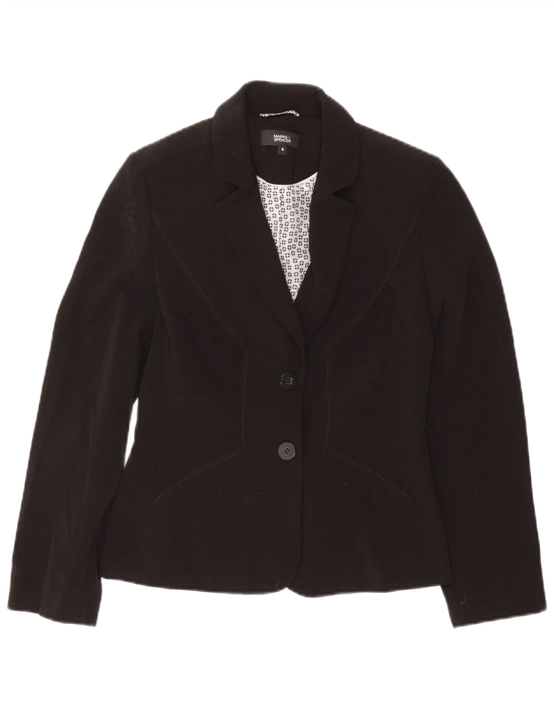 Marks & Spencer Damen-Blazer mit 2 Knöpfen, Gr. 8, Schwarz, Polyester