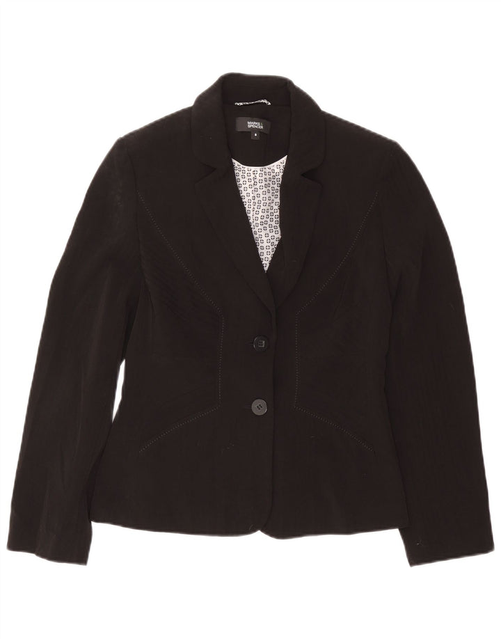 Marks & Spencer Damen-Blazer mit 2 Knöpfen, Gr. 8, Schwarz, Polyester