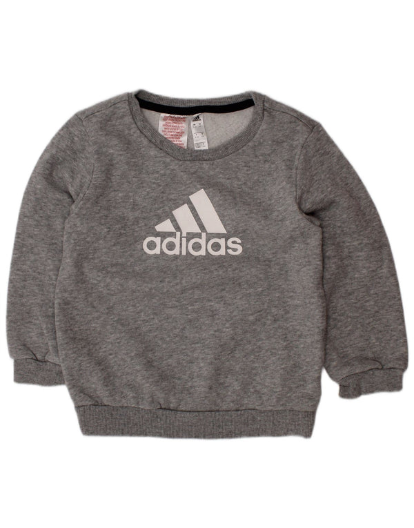 Adidas Jungen Grafik-Sweatshirt-Pullover, 3–4 Jahre, grau gefleckte Baumwolle