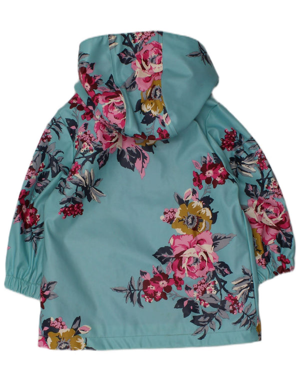 Joules Baby-Mädchen-Windbreakerjacke mit Kapuze, 18–24 Monate, blaues Blumenmuster