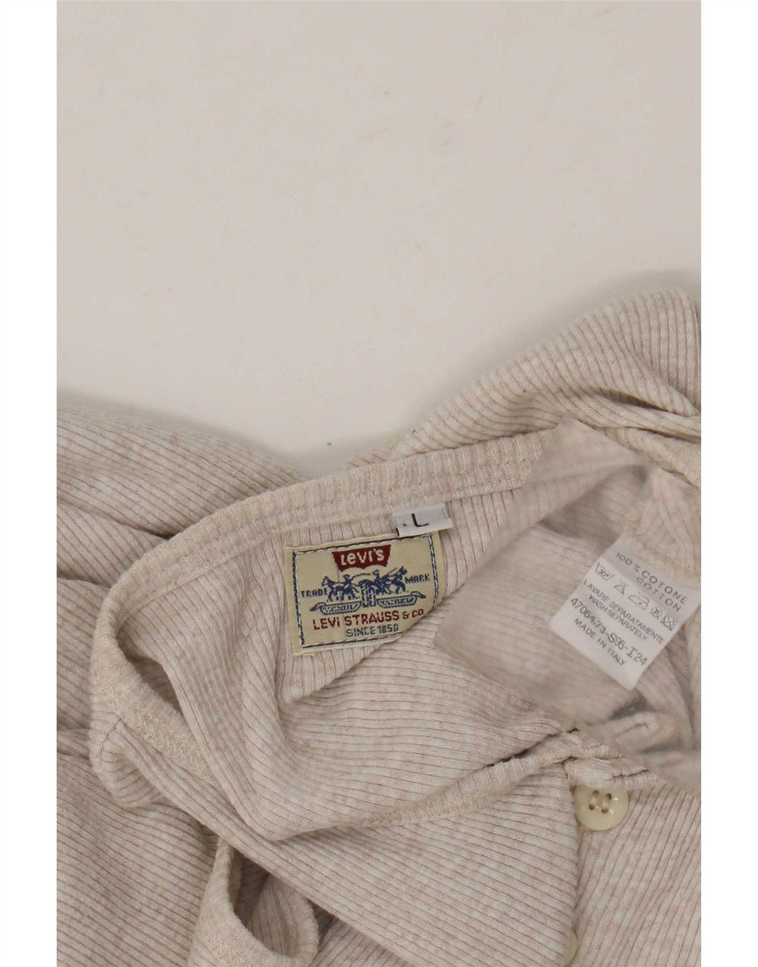 Levi's Damen-Trägershirt UK 14 Large Beige gesprenkelte Baumwolle