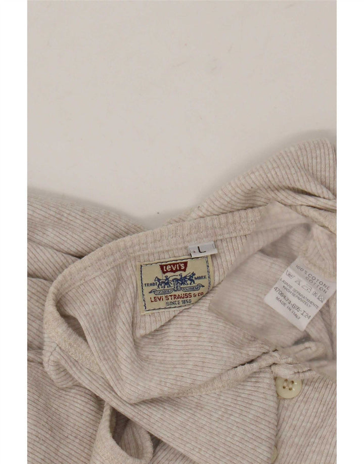 Levi's Damen-Trägershirt UK 14 Large Beige gesprenkelte Baumwolle