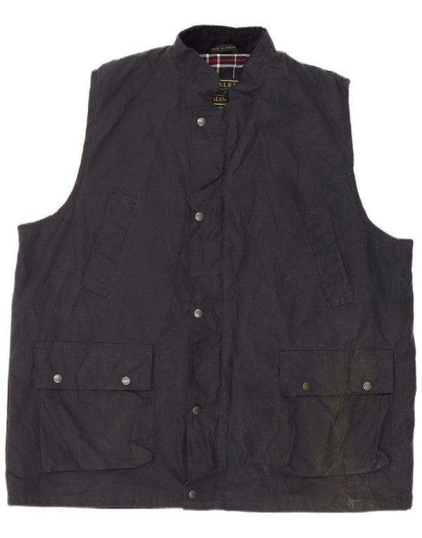 Walker and Hawkes Herren-Weste aus gewachster Baumwolle, UK 46 3XL, Marineblau