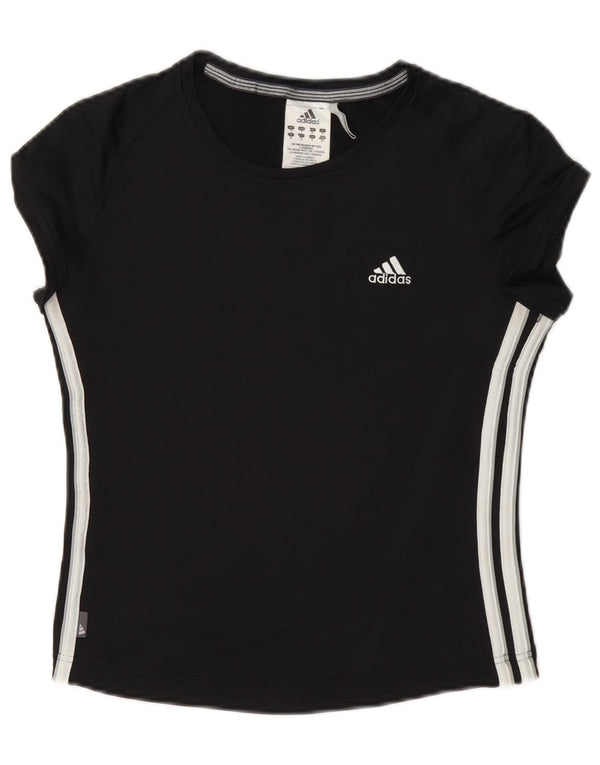 Adidas Damen Climalite Crop T-Shirt Top UK 10 Small Schwarz Nylon