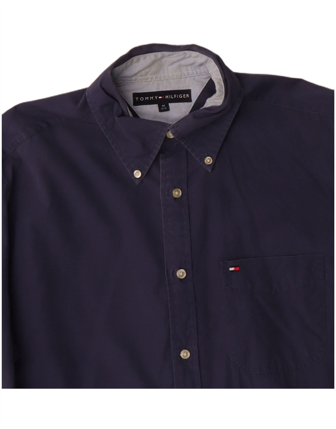 Tommy Hilfiger Herrenhemd aus mittelblauer Baumwolle in Marineblau