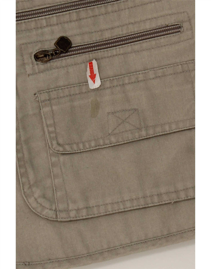 Vintage Herren Utility Gilet UK 38 Mittelgraue Baumwolle