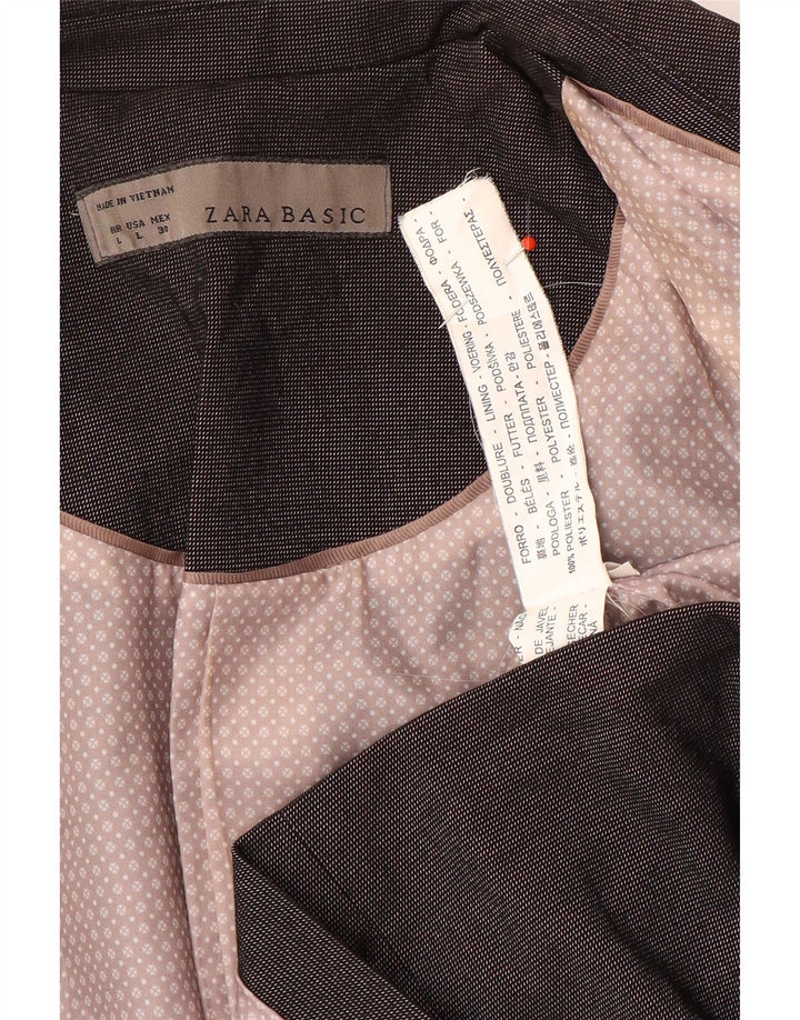 Zara Damen 1-Knopf-Blazerjacke UK 14 Large Grau Polyester