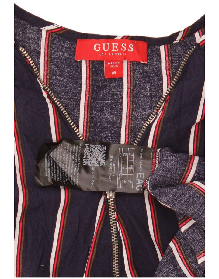 Guess Ärmelloses Basic-Kleid für Damen, UK 12, mittlere marineblaue gestreifte Viskose