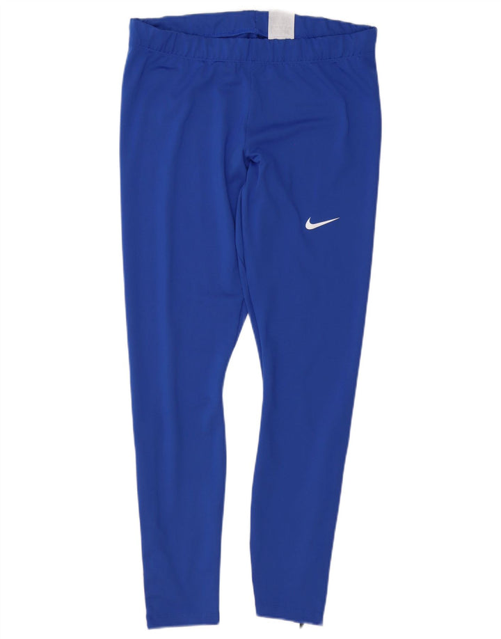 Nike Damen Dri Fit Leggings UK 14 Large Blau Polyester