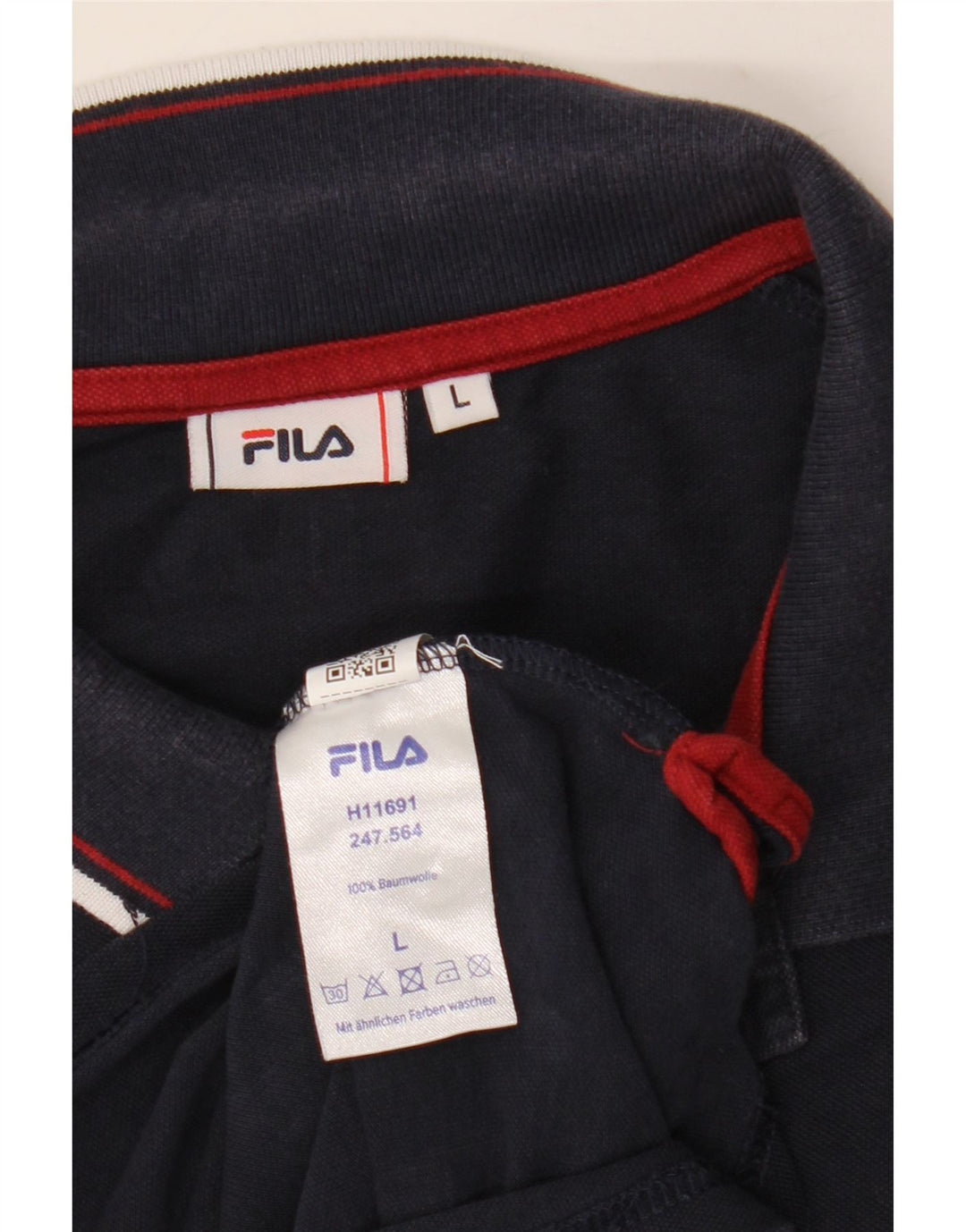 Fila Herren-Langarm-Poloshirt, groß, marineblau, Baumwolle