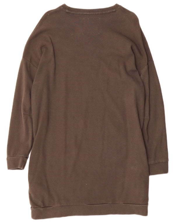 Superdry Damen Sweatshirt-Pulloverkleid in Übergröße mit Grafik, UK 10, Größe S, Braun