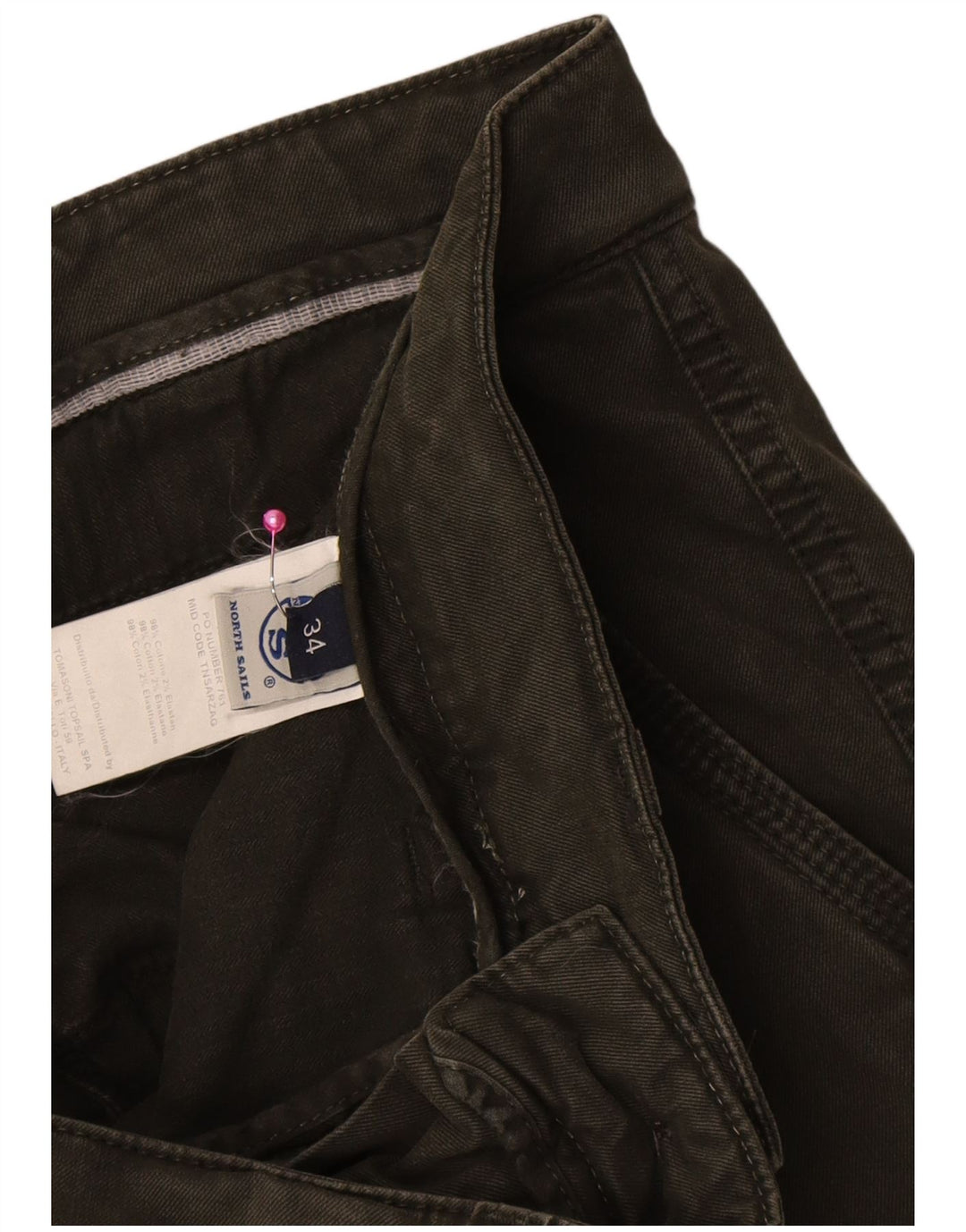 Gerade Herren-Cargohose von North Sails, W34, L31, grüne Baumwolle