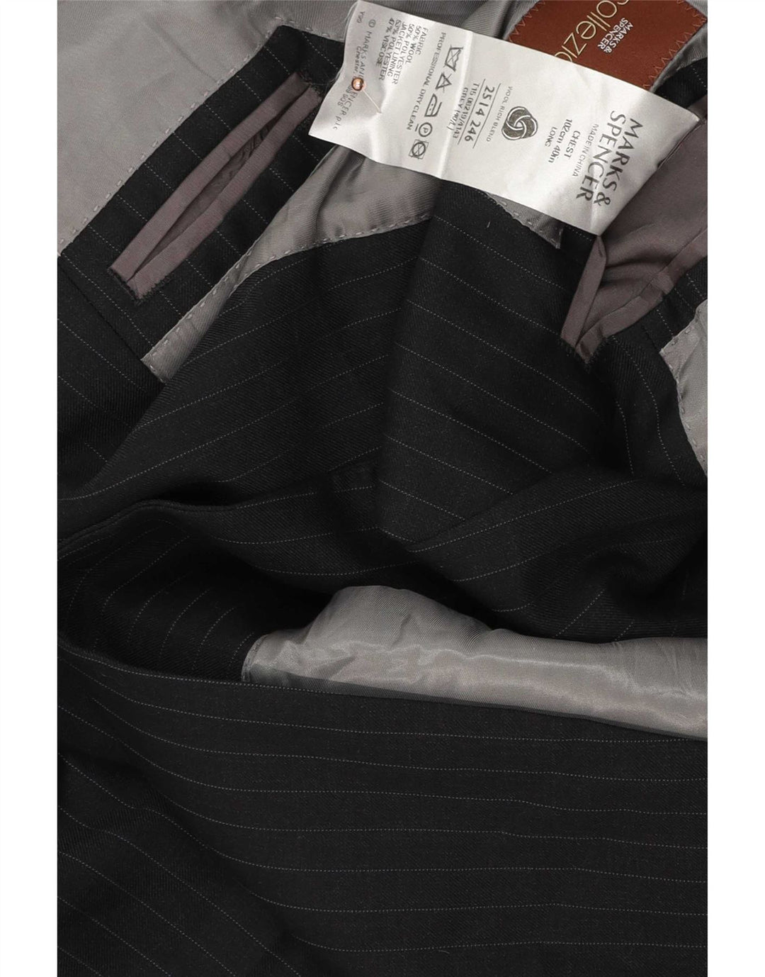 Marks & Spencer Herren-Blazer mit 2 Knöpfen, UK 40, mittelgrau, Nadelstreifen