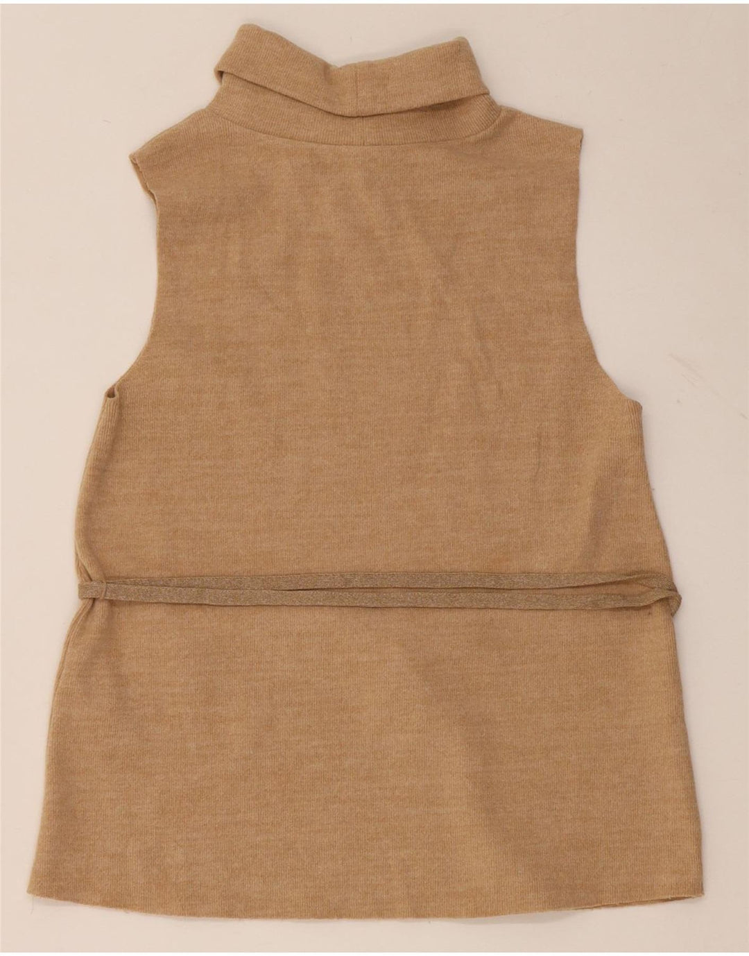 Zara Damen ärmelloses Blusenoberteil UK 12 Mittelbeige Baumwolle