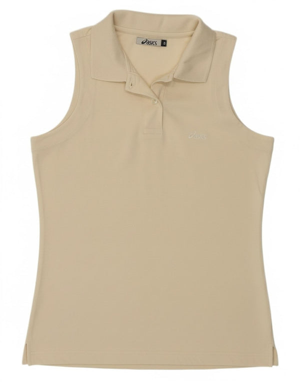 Asics Damen ärmelloses Poloshirt UK 10 Small Off White Baumwolle